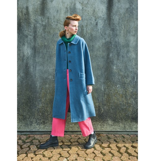 Sky Blue Double Faced Wool Coat