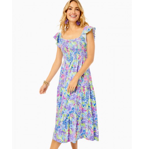 Jilly Smocked Midi Dress