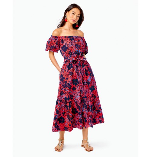 Tamie Off-the-Shoulder Midi Dress