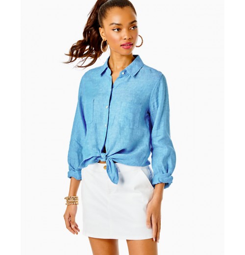 Sea View Linen Button Down Top