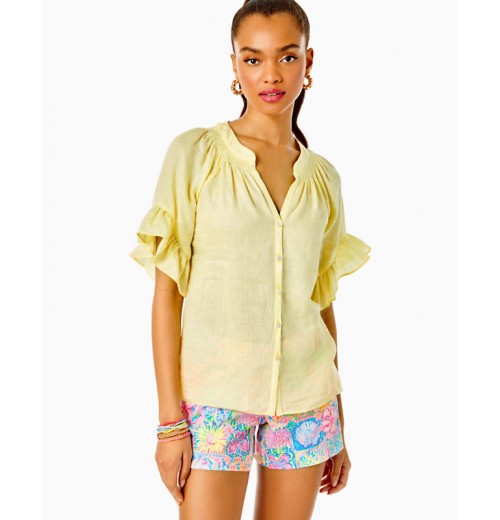 Tayla Short Sleeve Linen Top