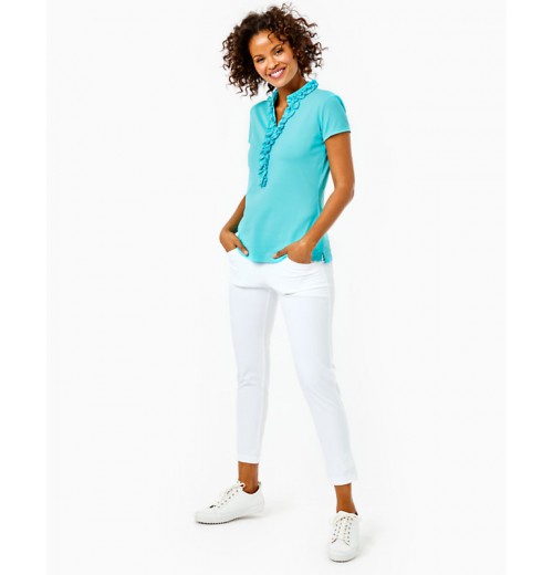 UPF 50+ Luxletic Frida Ruffle Polo Top